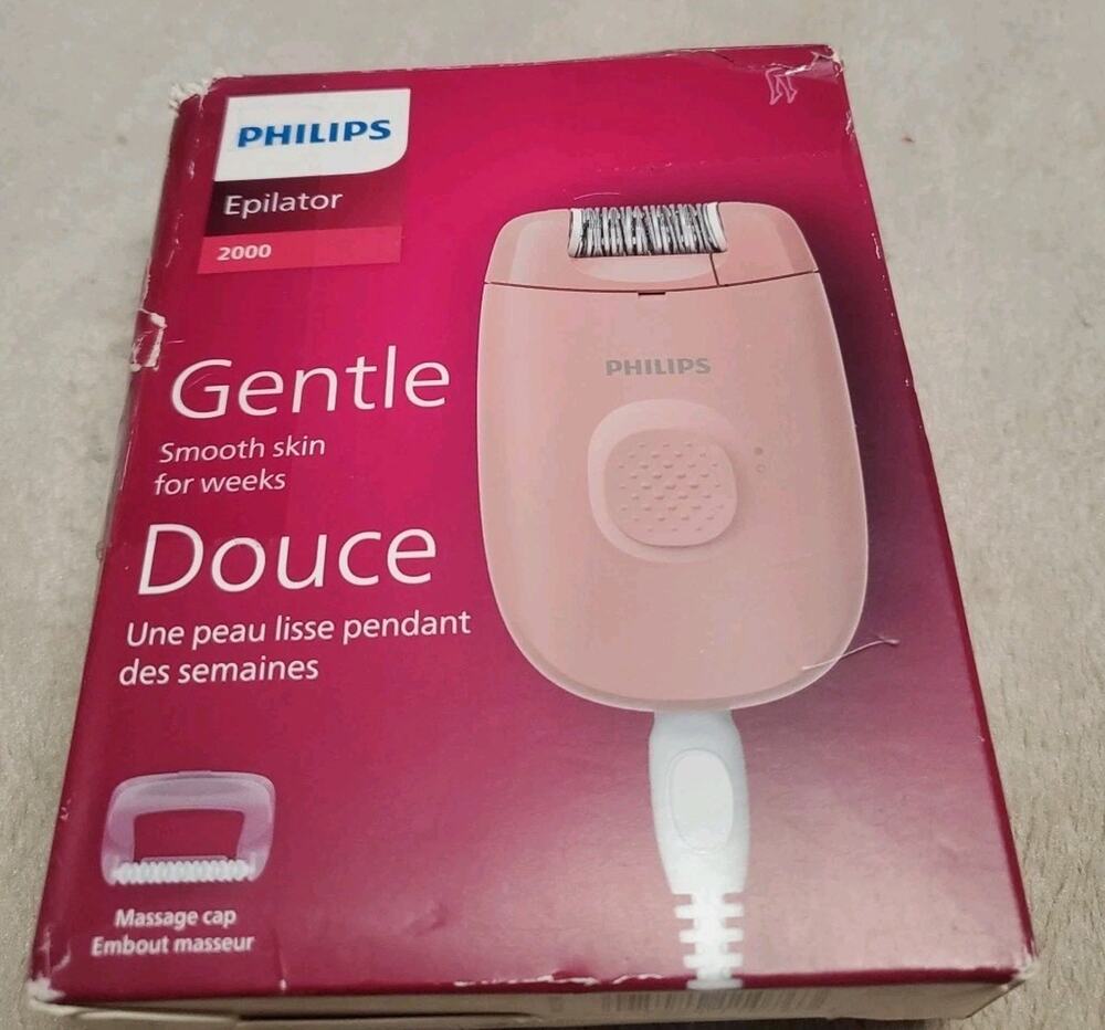 Philips Gentle Douce Epilator Series 2000 Corded Legs Body Massage Cap New